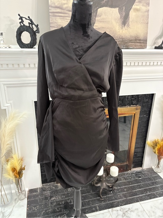 Strut & Bolt Dresses & Skirts - Black Long-Sleeve Wrap Mini Dress with Side Tie